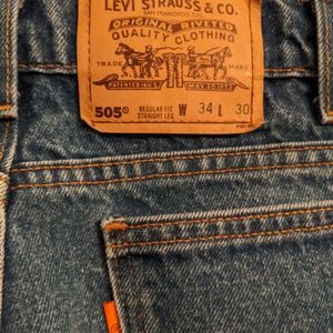 Vtg Levis 505 RARE Blank Orange Tab Denim Jeans